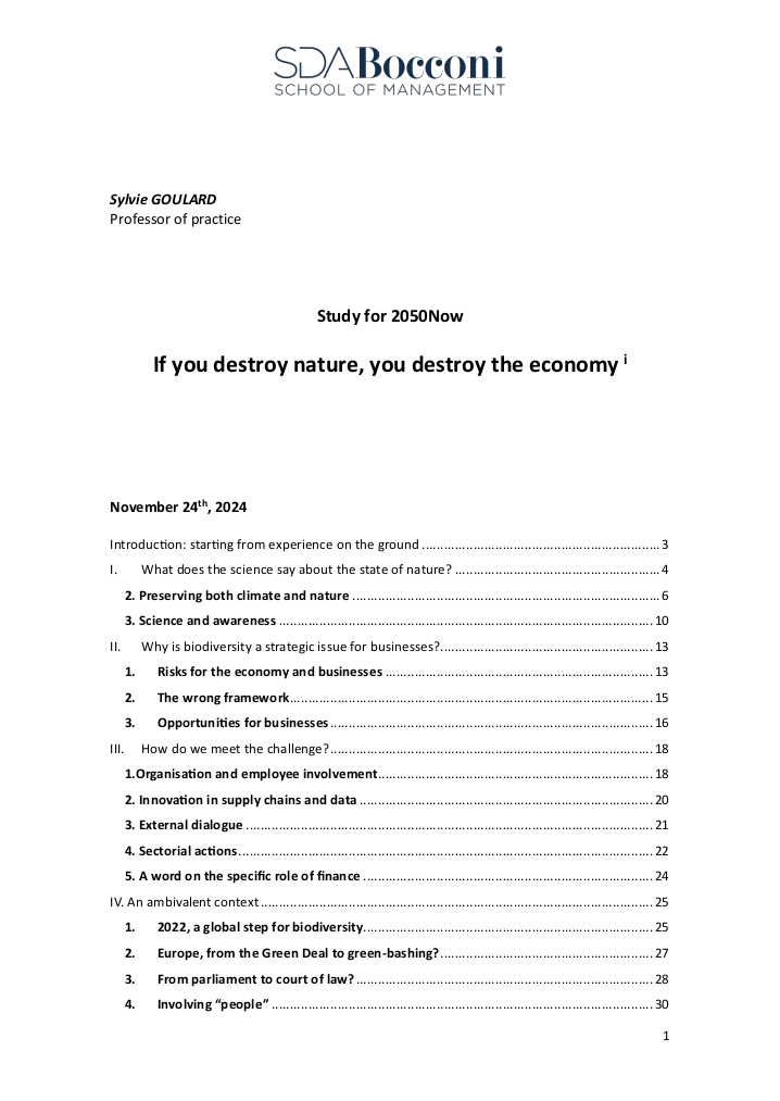 If you destroy nature, you destroy the economy