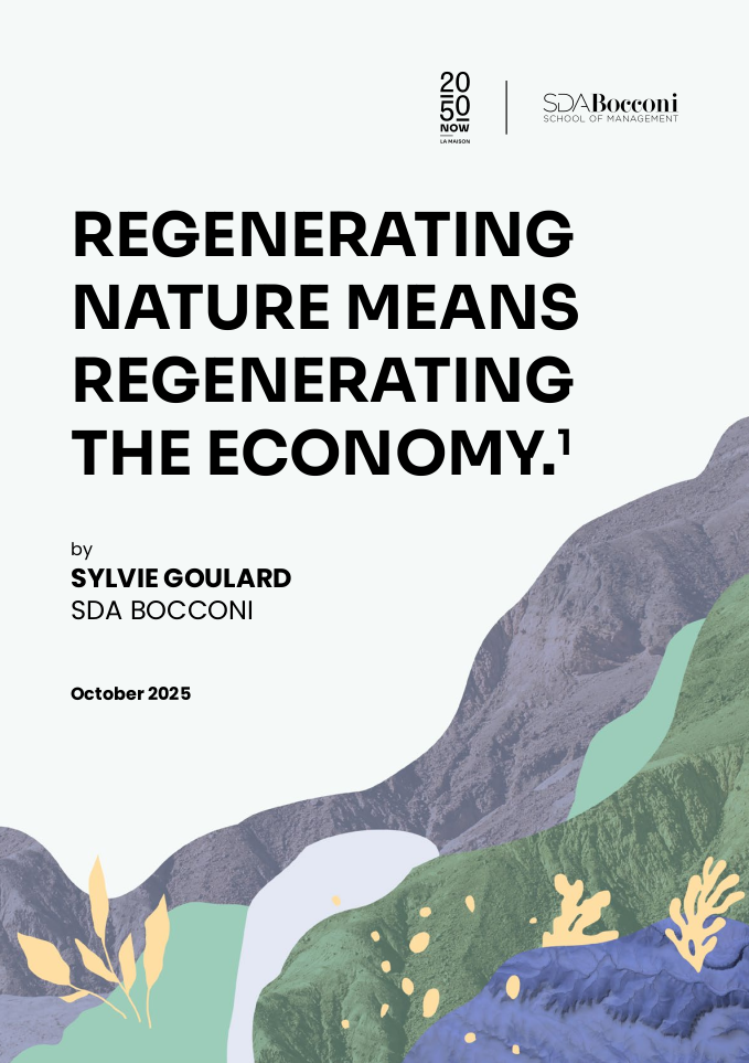 REGENERATING NATURE MEANS REGENERATING THE ECONOMY
